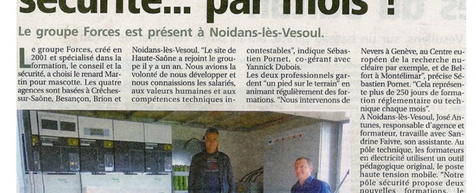 article de journal de Vesoul sur la formation sécurité